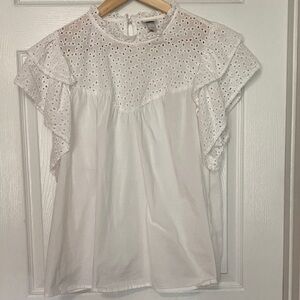 a new day White Eyelet Flutter Sleeve Blouse